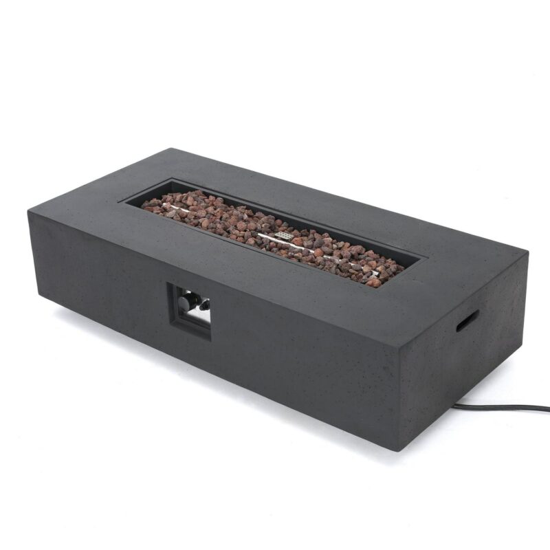 Mayfair Lightweight Concrete Outdoor 50,000 BTU Rectangular Fire Pit (No Tank Holder), Dark Gray - Image 2