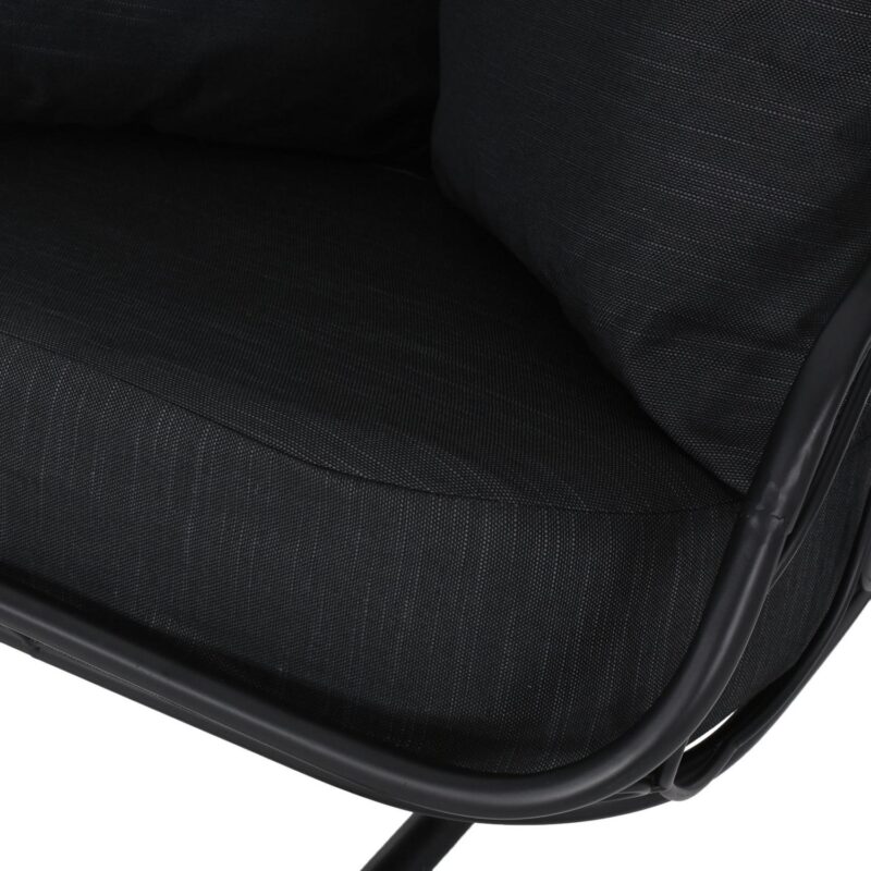 Meader Metal Indoor/Outdoor Hanging Chair with Stand, Black - Image 7