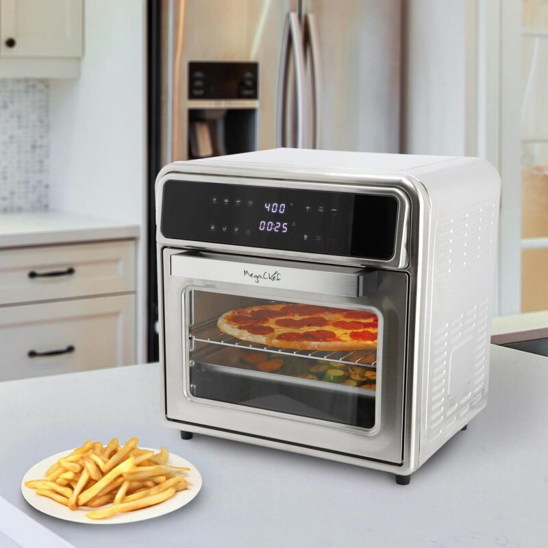 MegaChef 21.13 Digital Quart Stainless Steel Digital Electric Multi-Function Air Fryer and Counter Top Oven in Silver - Image 3