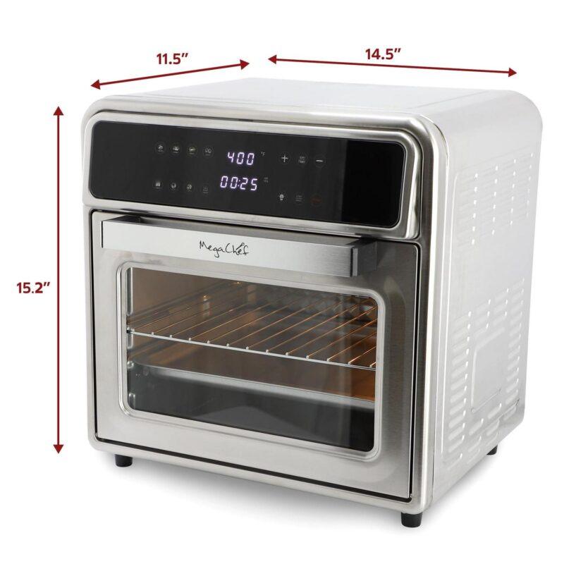 MegaChef 21.13 Digital Quart Stainless Steel Digital Electric Multi-Function Air Fryer and Counter Top Oven in Silver - Image 4
