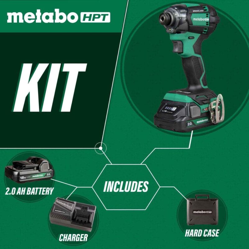 Metabo HPT 18V MultiVolt Cordless Triple Hammer BOLT Impact Driver Set, Power Impact Driver Kit with Case, 2 Lithium-Ion Batteries and Charger, 1/4-Inch Chuck, WH18DC - Image 7