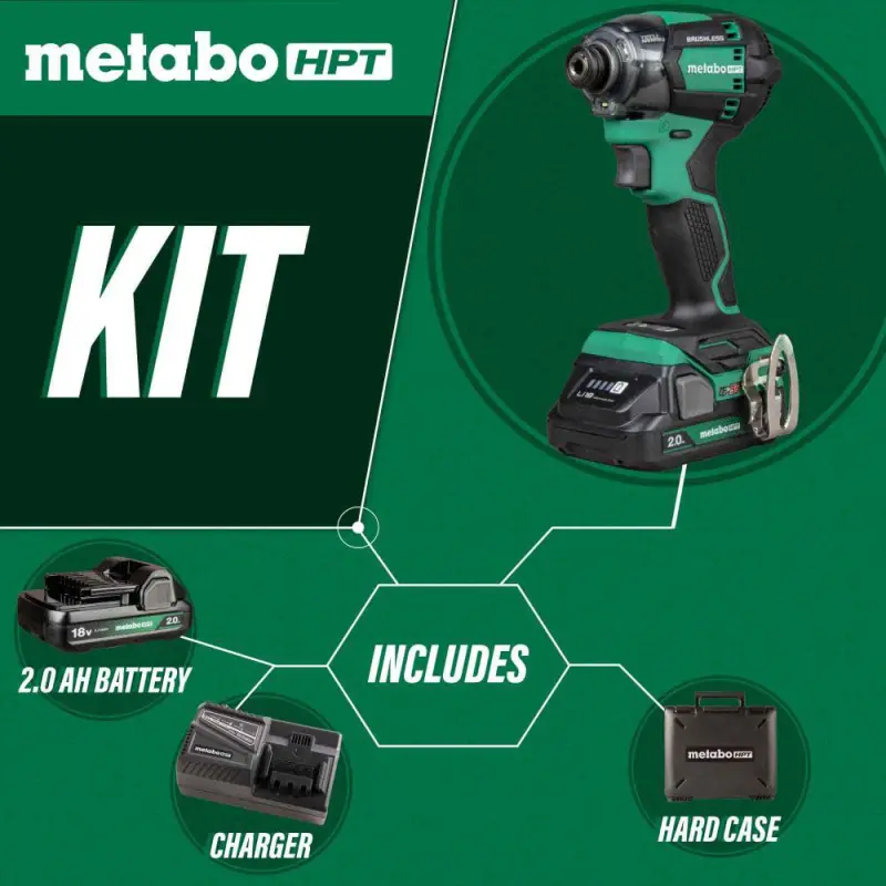 Metabo HPT 18V MultiVolt Cordless Triple Hammer BOLT Impact Driver Set, Power Impact Driver Kit with Case, 2 Lithium-Ion Batteries and Charger, 1/4-Inch Chuck, WH18DC - Image 7