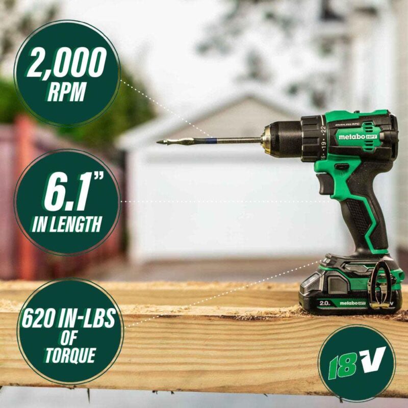 Metabo HPT 18V MultiVolt Cordless Brushless Driver Drill and Impact Driver Combo Kit, Includes 2 Lithium-Ion Batteries, Case and Charger, KC18DEXQB - Image 7
