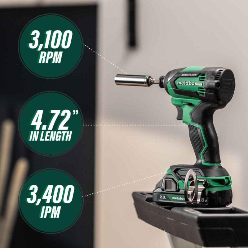 Metabo HPT 18V MultiVolt Cordless Brushless Driver Drill and Impact Driver Combo Kit, Includes 2 Lithium-Ion Batteries, Case and Charger, KC18DEXQB - Image 8