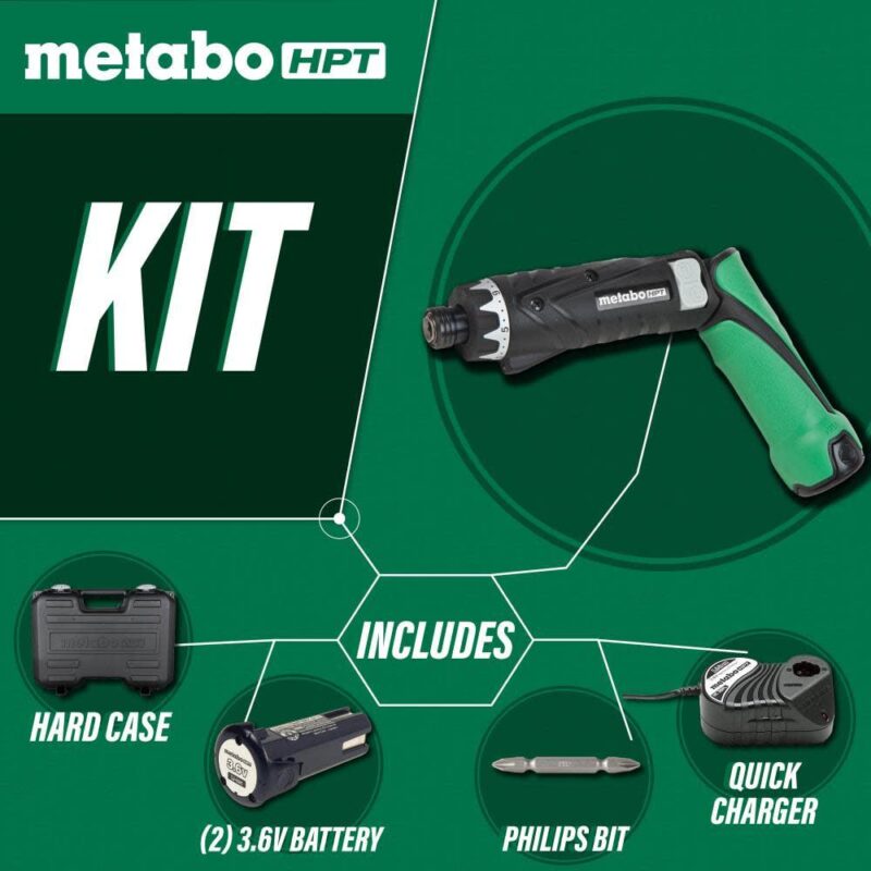 Metabo HPT DB3DL2 3.6V, 1.5A Cordless Power Screwdrivers, 1.5Ah, 600 RPM, 21 Speeds - Image 7