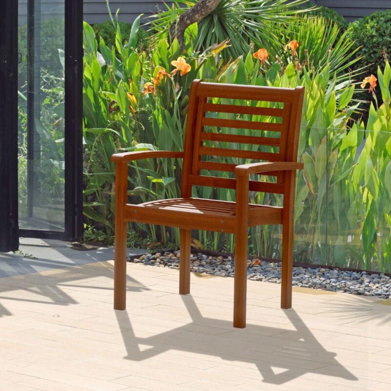 Milano Eucalyptus Round 5-Piece Patio Dining Set - Image 5