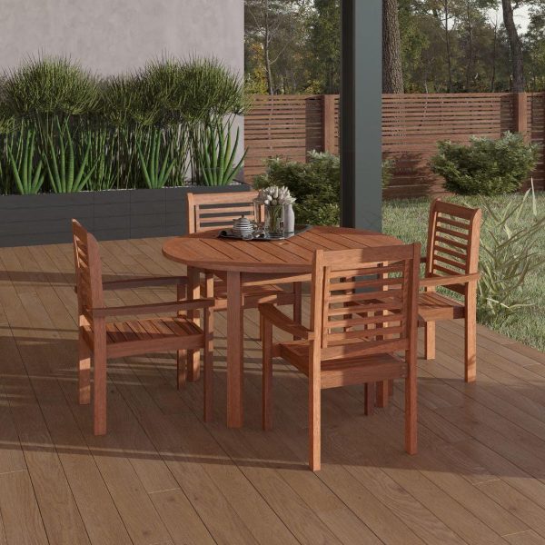 Milano Eucalyptus Round 5-Piece Patio Dining Set