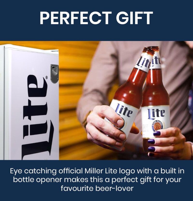 Miller Lite Compact Fridge w/ Bottle Opener, 3.2 cu ft (90L), White - Image 4