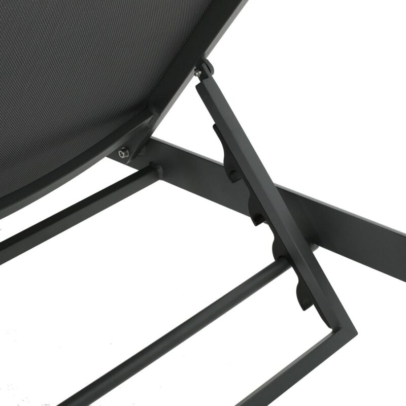 Miller Outdoor Aluminum Chaise Lounge with Dark Grey Mesh Seat, Grey - Image 6