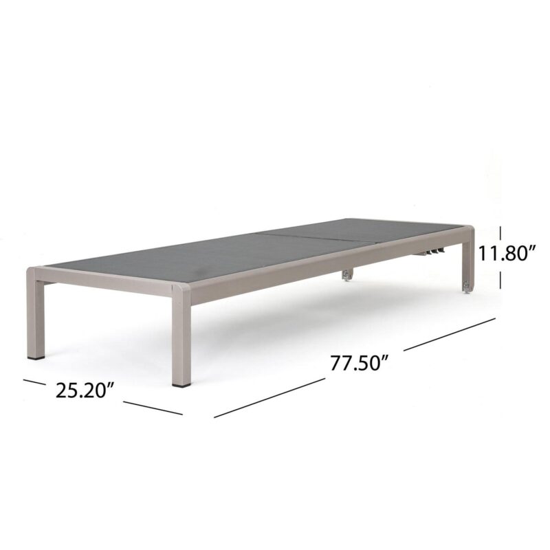 Miller Outdoor Mesh Chaise Lounge, Set of 2, Dark Grey, Silver - Image 7