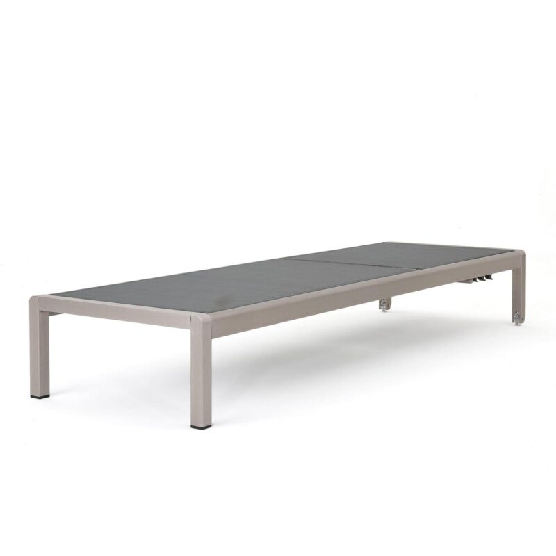 Miller Outdoor Mesh Chaise Lounge, Set of 2, Dark Grey, Silver - Image 4