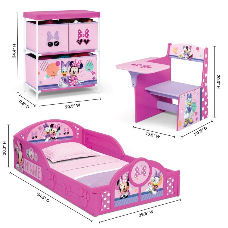 Minnie Mouse 3-Piece Toddler Bedroom Set by Delta Children, Pink - Image 3