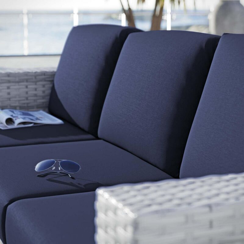Modway Convene Outdoor Patio Sofa in Light Gray Navy - Image 8