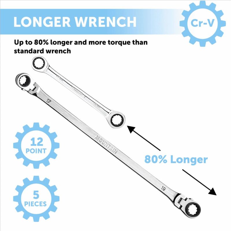 Mountain RM6, Reversible Ratcheting Wrench 5 Piece - Image 5