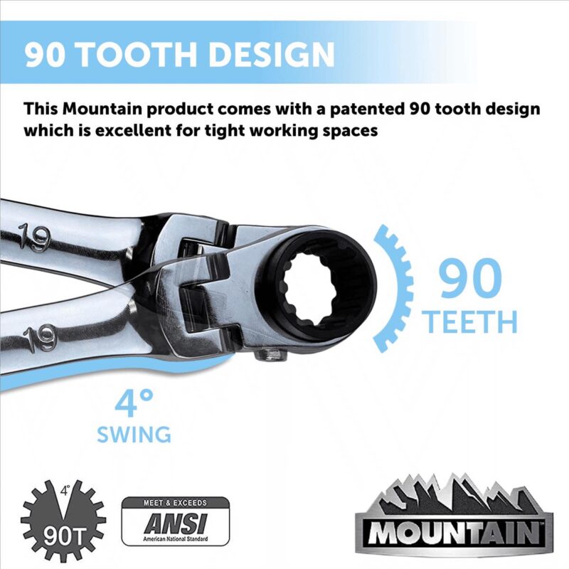 Mountain RM6, Reversible Ratcheting Wrench 5 Piece - Image 4