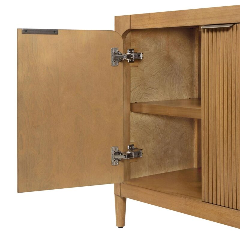 My Texas House Linden Fluted Buffet Cabinet Sideboard with Adjustable Shelves, Warm Brown - Image 7