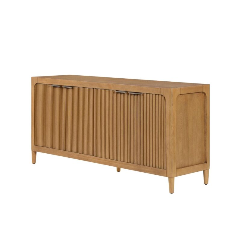 My Texas House Linden Fluted Buffet Cabinet Sideboard with Adjustable Shelves, Warm Brown - Image 10