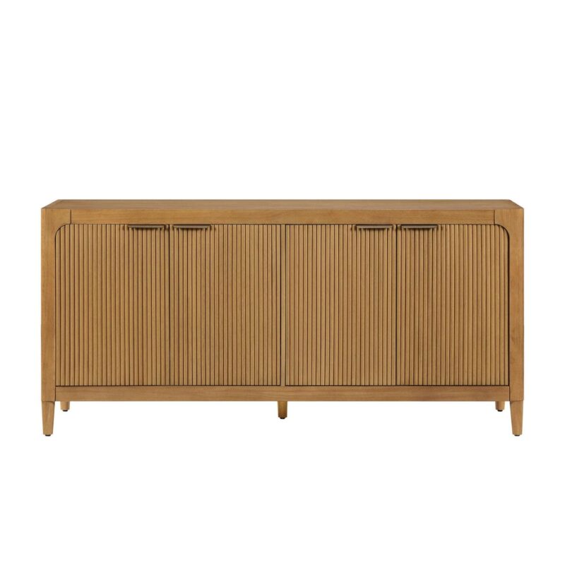 My Texas House Linden Fluted Buffet Cabinet Sideboard with Adjustable Shelves, Warm Brown - Image 9