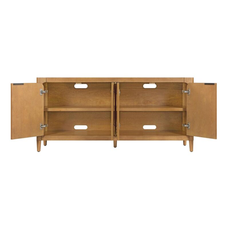 My Texas House Linden Fluted Buffet Cabinet Sideboard with Adjustable Shelves, Warm Brown - Image 4