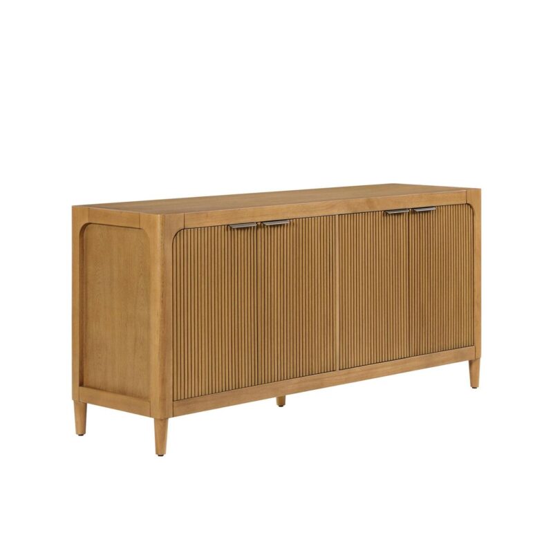My Texas House Linden Fluted Buffet Cabinet Sideboard with Adjustable Shelves, Warm Brown - Image 8