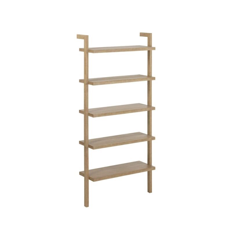 Nathan James Beacon 5 Tier Bookshelf, Wall Mounted Bookcase, Solid Wood Bookshelf in Wire Brushed Finish, Boho Rustic Bookcase - Image 6