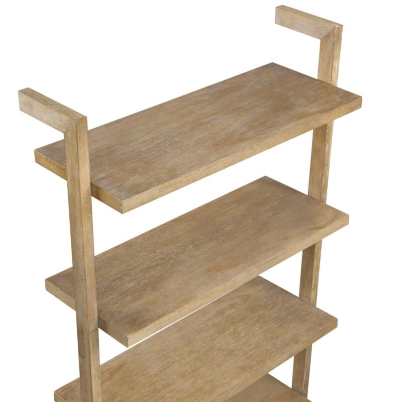 Nathan James Beacon 5 Tier Bookshelf, Wall Mounted Bookcase, Solid Wood Bookshelf in Wire Brushed Finish, Boho Rustic Bookcase - Image 5