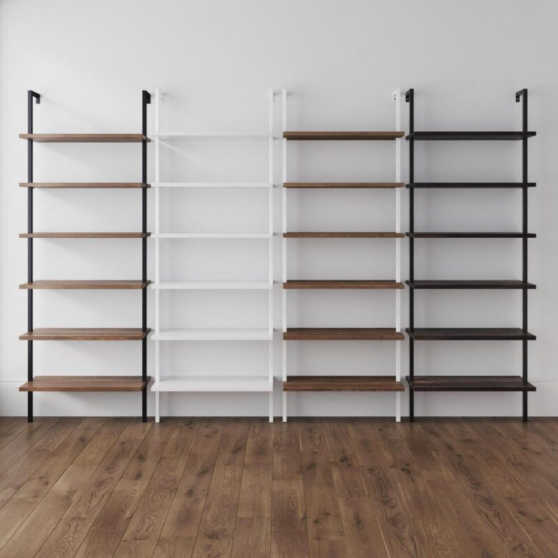 Nathan James Theo 6-Shelf Tall Bookcase, Wall Mount Bookshelf Wood Shelves and Metal Frame, Matte Black - Image 7