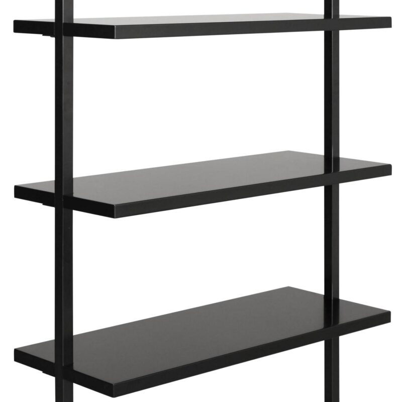 Nathan James Theo 6-Shelf Tall Bookcase, Wall Mount Bookshelf Wood Shelves and Metal Frame, Matte Black - Image 5