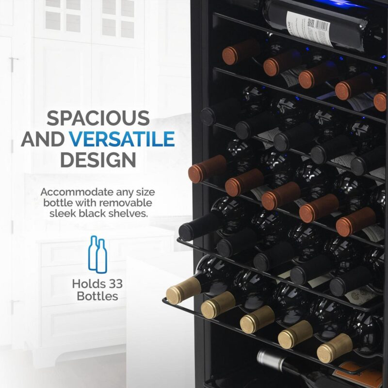 NewAir 33-Bottle Compressor Wine Fridge, Stainless Steel - Image 4