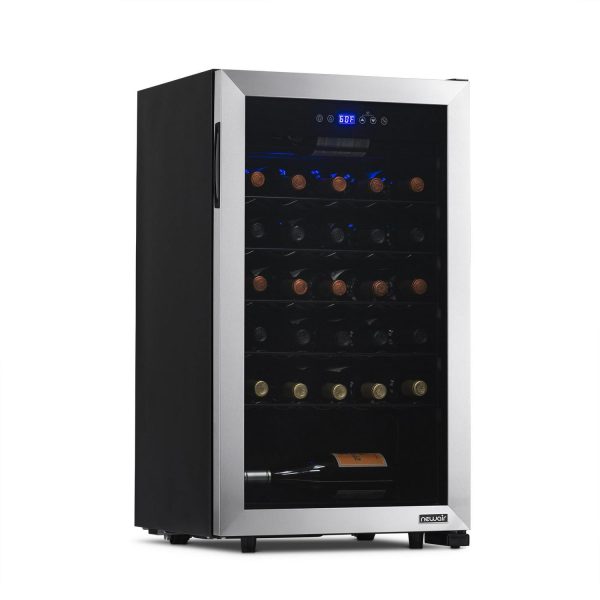 NewAir 33-Bottle Compressor Wine Fridge, Stainless Steel