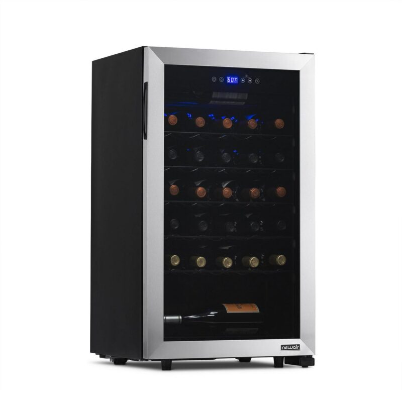 NewAir 33-Bottle Compressor Wine Fridge, Stainless Steel