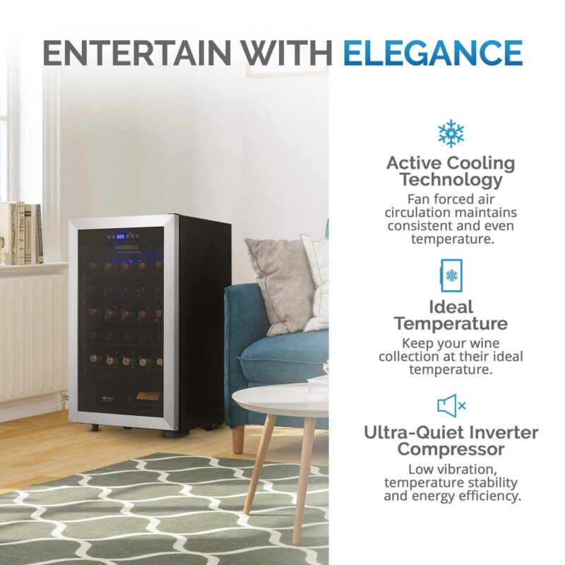 NewAir 33-Bottle Compressor Wine Fridge, Stainless Steel - Image 7