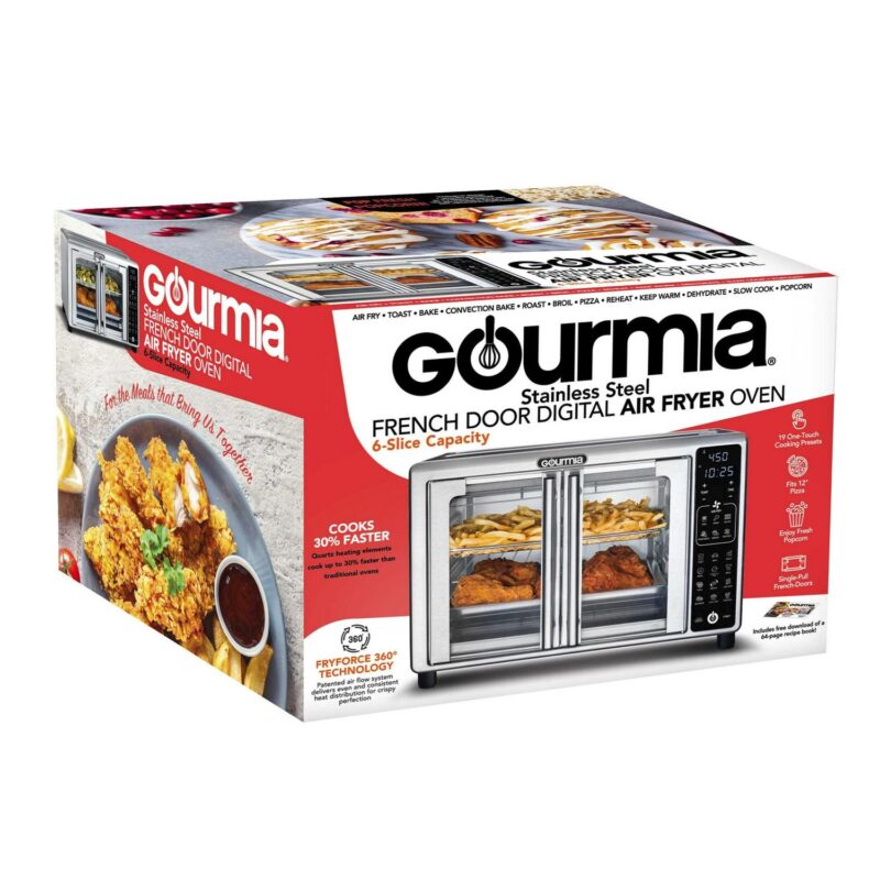 New Gourmia 1700W 6-Slice Digital Toaster Oven Air Fryer, 19 One-Touch Presets, 24L, Stainless Steel - Image 8