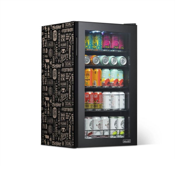 Newair 126 Can Beverage Refrigerator Cooler, Freestanding Mini Fridge  Beers of The World Edition  for Home, Office or Bar