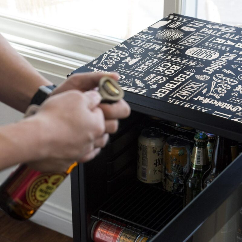 Newair 126 Can Beverage Refrigerator Cooler, Freestanding Mini Fridge  Beers of The World Edition  for Home, Office or Bar - Image 11