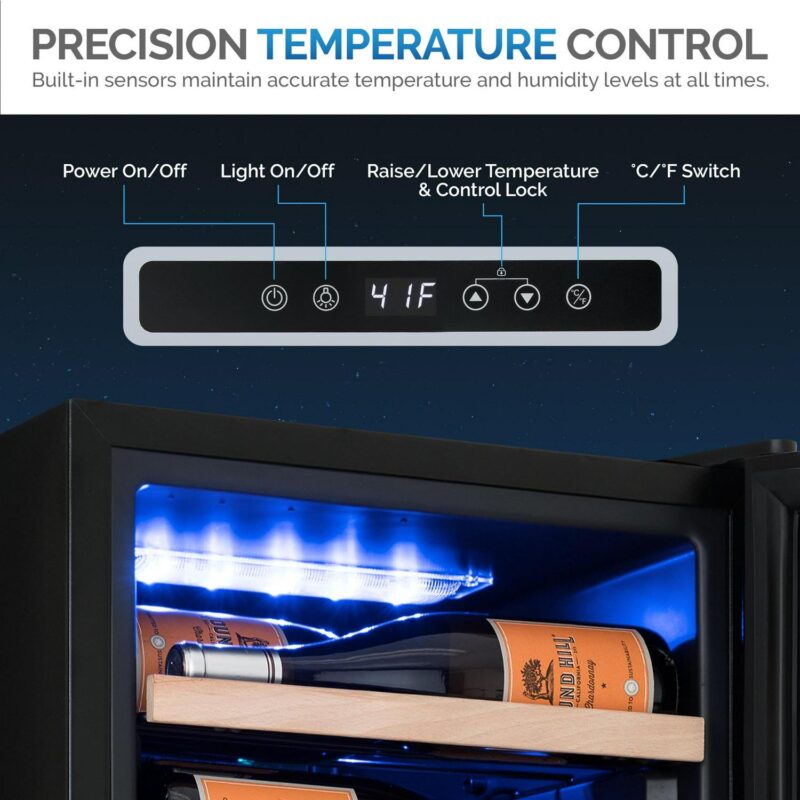 Newair Shadow Series Wine Cooler Refrigerator 62 Bottle Single Zone, Freestanding Mirrored Wine Fridge - Image 6