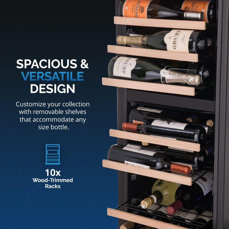Newair Shadow Series Wine Cooler Refrigerator 56 Bottles Dual Temperature Zones, Freestanding Mirrored Wine Fridge - Image 4
