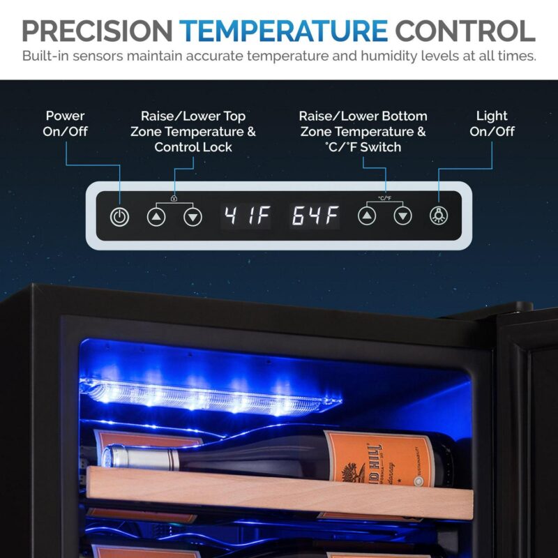 Newair Shadow Series Wine Cooler Refrigerator 56 Bottles Dual Temperature Zones, Freestanding Mirrored Wine Fridge - Image 6
