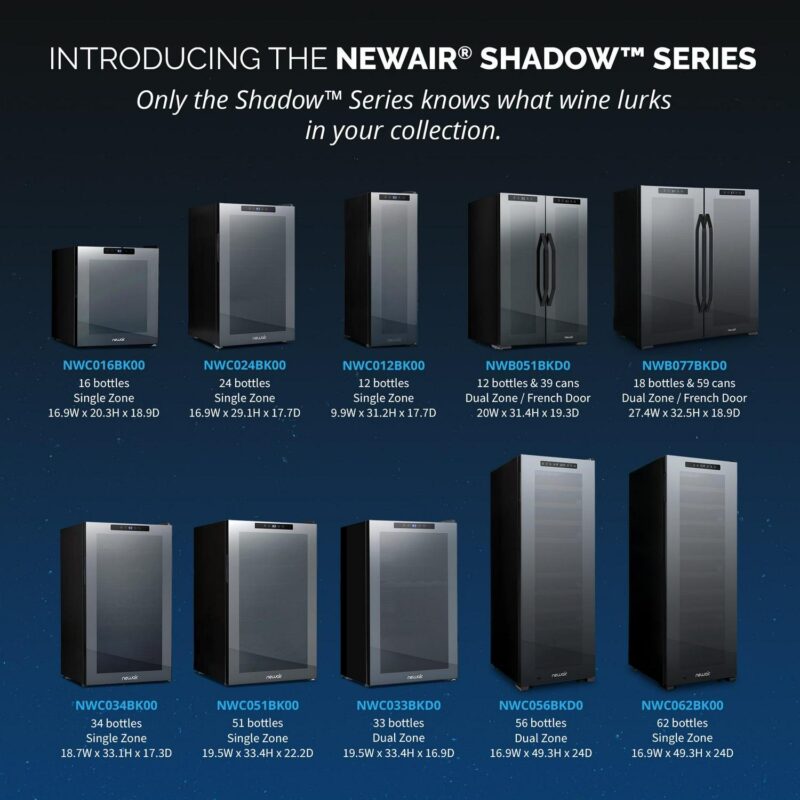 Newair Shadow Series Wine Cooler Refrigerator 56 Bottles Dual Temperature Zones, Freestanding Mirrored Wine Fridge - Image 8