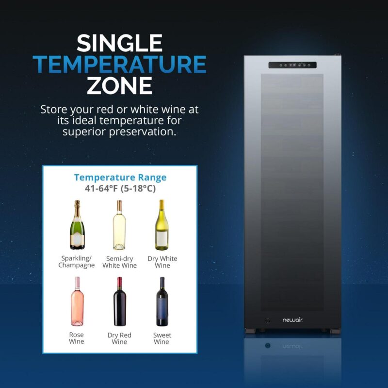 Newair Shadow Series Wine Cooler Refrigerator 62 Bottle Single Zone, Freestanding Mirrored Wine Fridge - Image 4