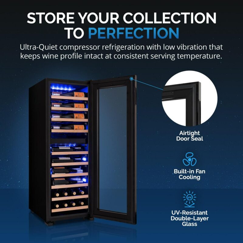 Newair Shadow Series Wine Cooler Refrigerator 56 Bottles Dual Temperature Zones, Freestanding Mirrored Wine Fridge - Image 3
