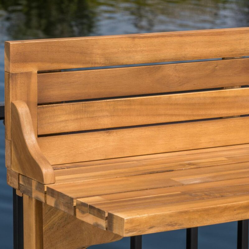 Noble House 3 Pcs Acacia Wood Balcony Bar Table and Stool Set, Natural Stained - Image 7