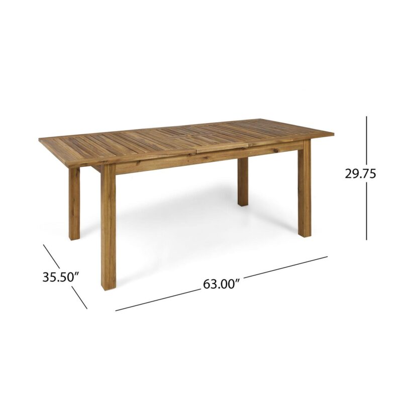 Noble House 63  Acacia Wood Expandable Design and Durable Outdoor Dining Table, Natural - Image 2