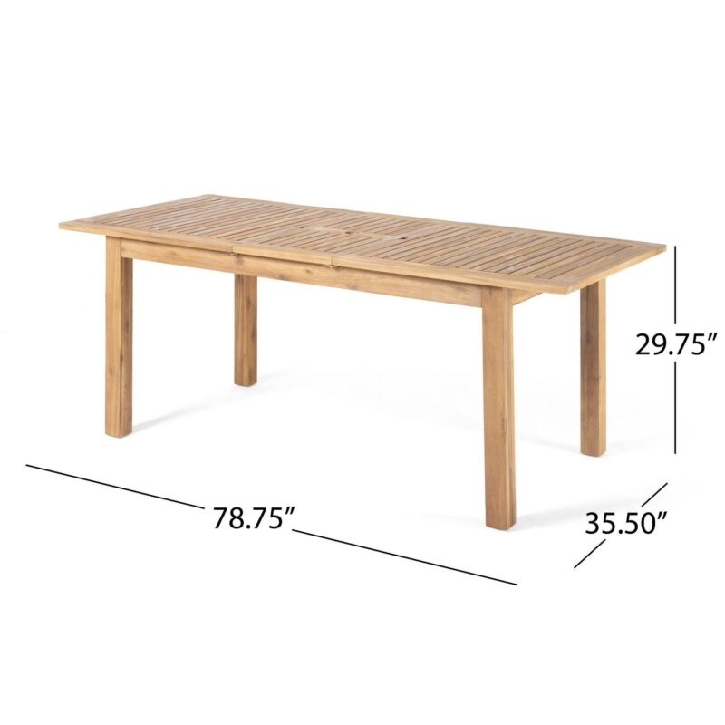 Noble House 63  Acacia Wood Expandable Design and Durable Outdoor Dining Table, Natural - Image 11