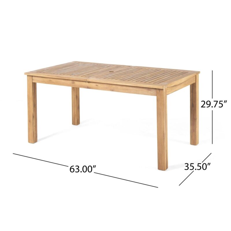 Noble House 63  Acacia Wood Expandable Design and Durable Outdoor Dining Table, Natural - Image 10