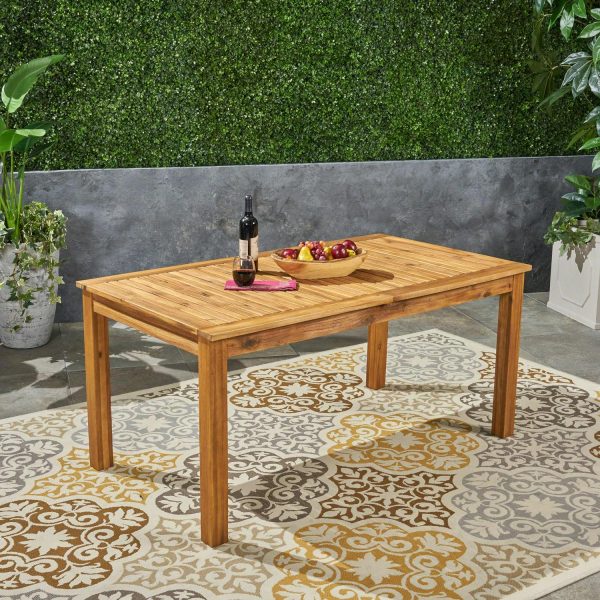 Noble House 63  Acacia Wood Expandable Design and Durable Outdoor Dining Table, Natural