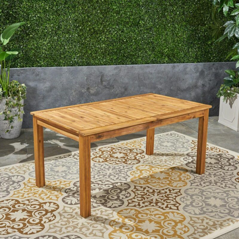 Noble House 63  Acacia Wood Expandable Design and Durable Outdoor Dining Table, Natural - Image 3