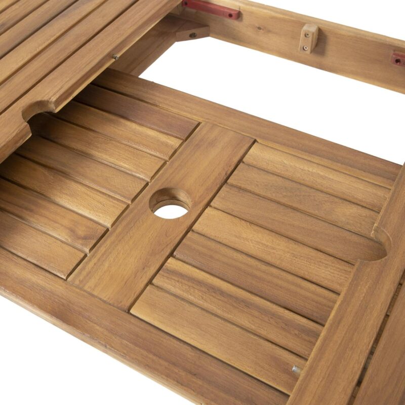 Noble House 63  Acacia Wood Expandable Design and Durable Outdoor Dining Table, Natural - Image 7