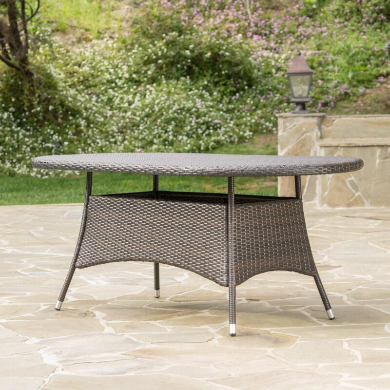 Noble House 69  Iron Durable Outdoor Dining Table, Multi Brown - Image 2