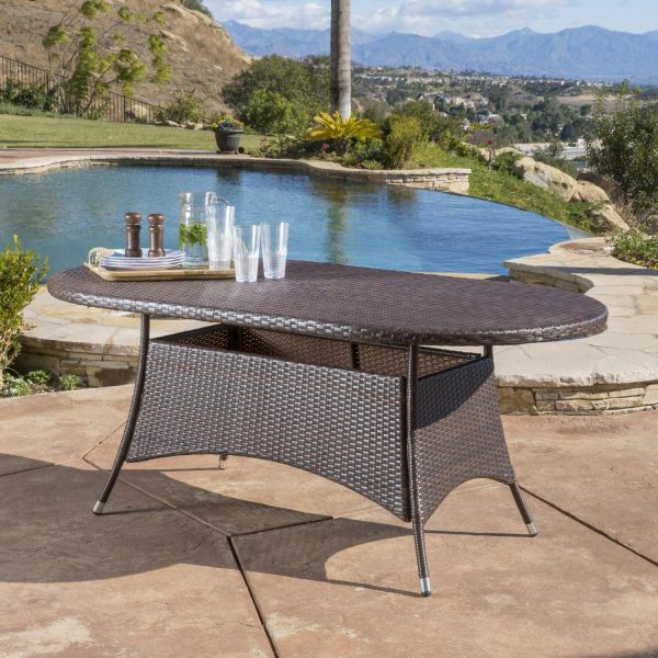 Noble House 69  Iron Durable Outdoor Dining Table, Multi Brown